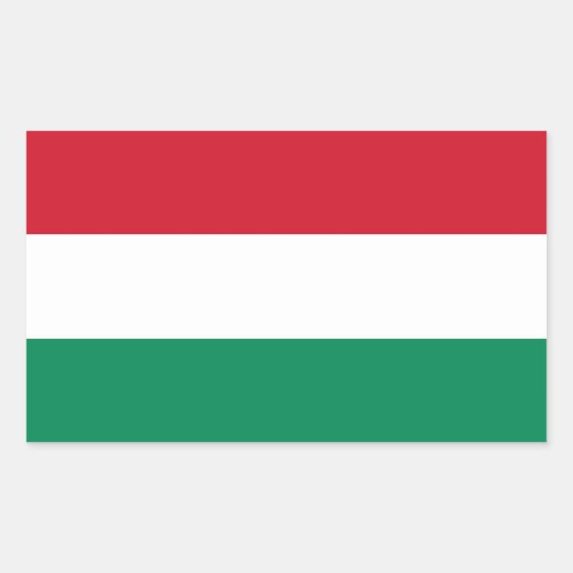 Sticker Rectangulaire Collier rectangle avec Drapeau de Hongrie (Devant)