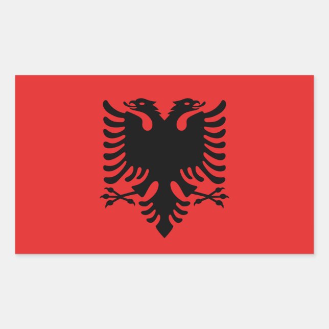 Sticker Rectangulaire Collier rectangle avec Drapeau de l'Albanie (Devant)