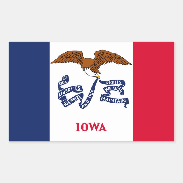 Sticker Rectangulaire Collier rectangle avec Drapeau de l'Iowa, États-Un (Devant)