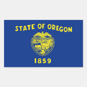 Sticker Rectangulaire Collier rectangle avec Drapeau de l'Oregon, États-