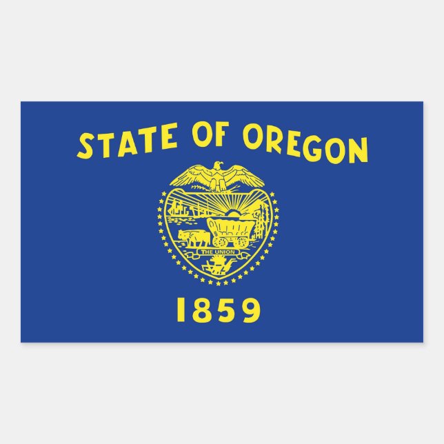Sticker Rectangulaire Collier rectangle avec Drapeau de l'Oregon, États- (Devant)