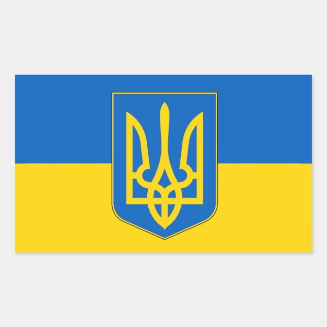 Sticker Rectangulaire Collier rectangle avec Drapeau de l'Ukraine (Devant)