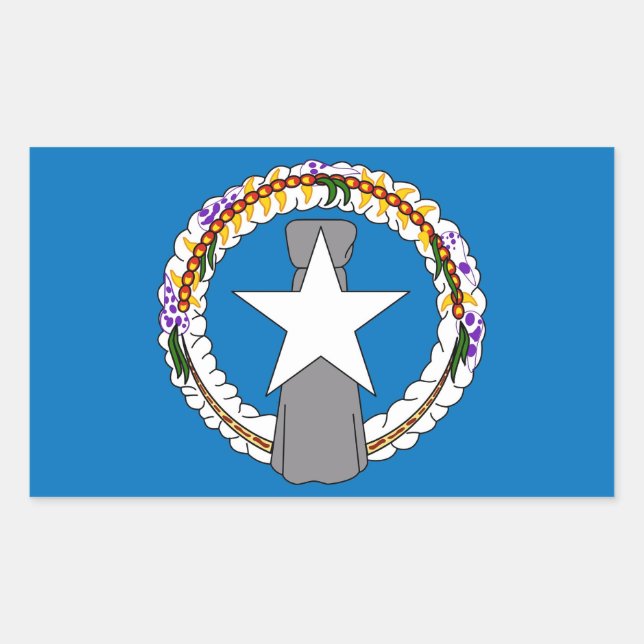 Sticker Rectangulaire Collier rectangle avec Drapeau de Mariana du Nord (Devant)