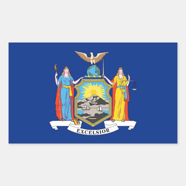Sticker Rectangulaire Collier rectangle avec Drapeau de New York, États- (Devant)