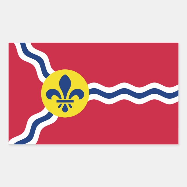 Sticker Rectangulaire Collier rectangle avec Drapeau de Saint-Louis, Mis (Devant)