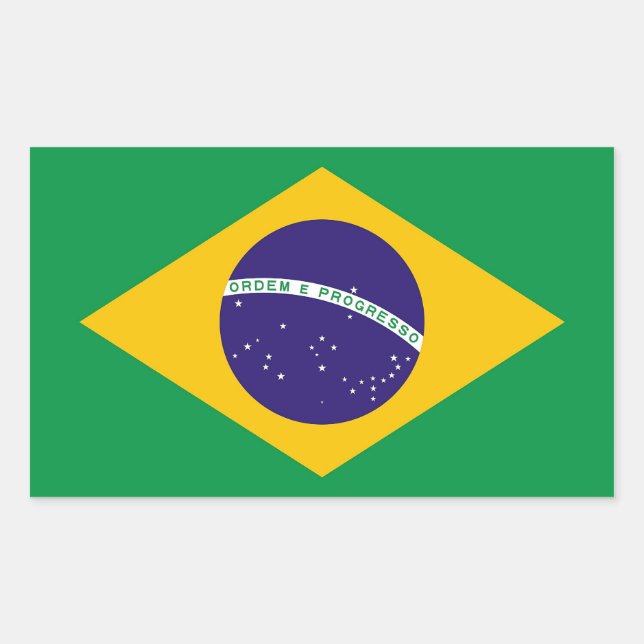 Sticker Rectangulaire Collier rectangle avec Drapeau du Brésil (Devant)
