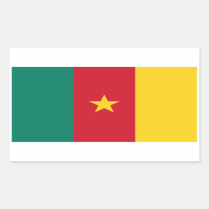 Sticker Rectangulaire Collier rectangle avec Drapeau du Cameroun