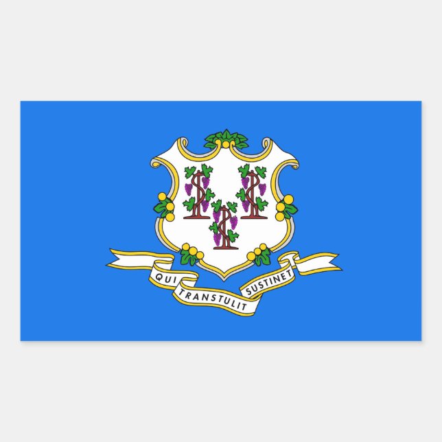 Sticker Rectangulaire Collier rectangle avec Drapeau du Connecticut, U.S (Devant)