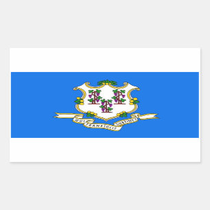Sticker Rectangulaire Collier rectangle avec Drapeau du Connecticut, U.S