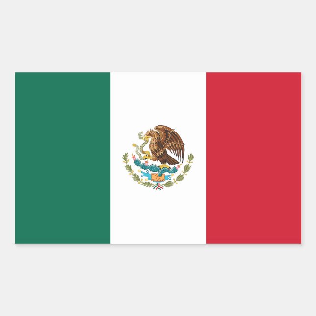 Sticker Rectangulaire Collier rectangle avec Drapeau du Mexique (Devant)