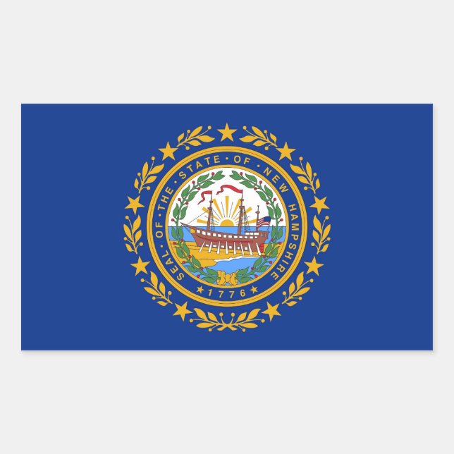 Sticker Rectangulaire Collier rectangle avec Drapeau du New Hampshire (Devant)