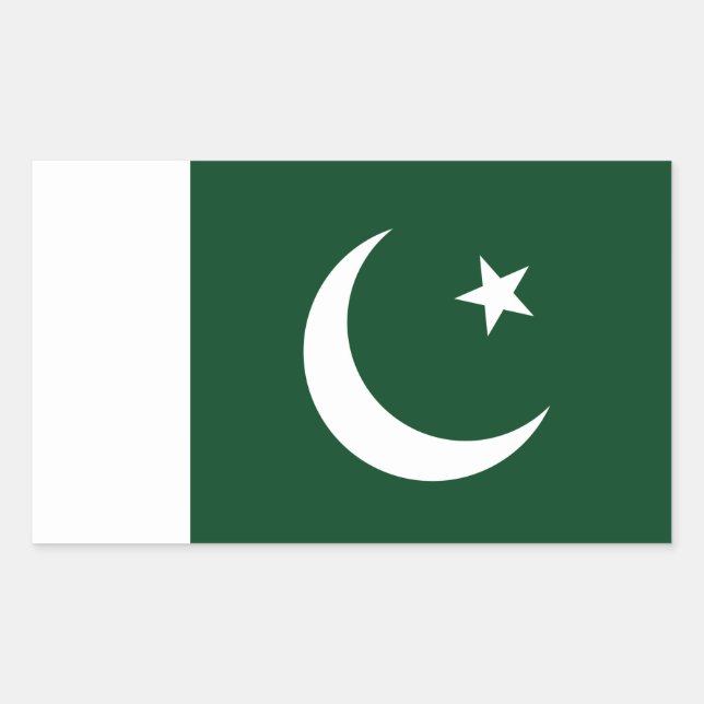 Sticker Rectangulaire Collier rectangle avec Drapeau du Pakistan (Devant)