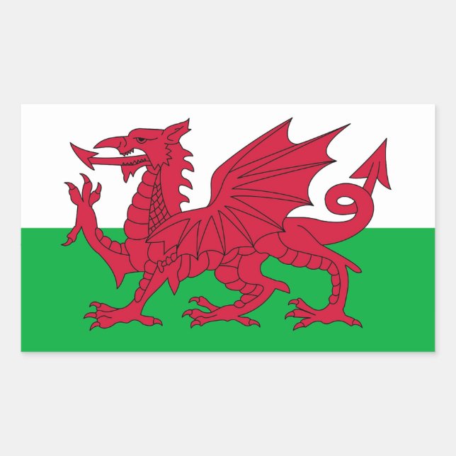 Sticker Rectangulaire Collier rectangle avec Drapeau du Pays de Galles (Devant)