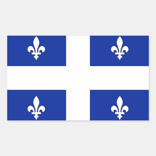 Sticker Rectangulaire Collier rectangle avec Drapeau du Québec, Canada (Devant)
