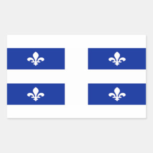 Sticker Rectangulaire Collier rectangle avec Drapeau du Québec, Canada