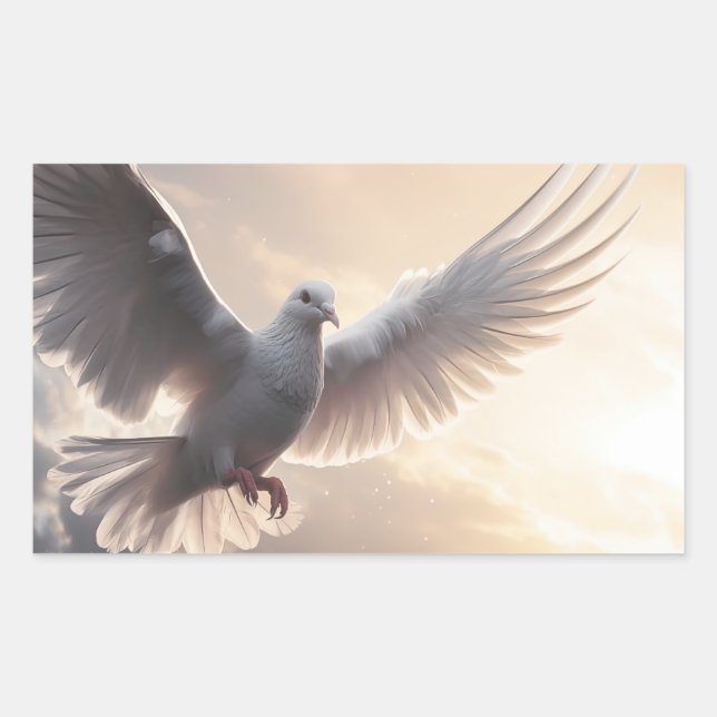 Sticker Rectangulaire Colombe de Paix Blanche Jolie (Devant)