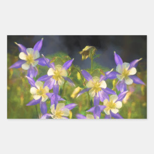 Sticker Rectangulaire Colorado Blue Columbine Peinture - Art original