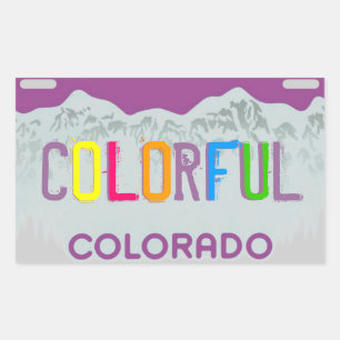 Sticker Rectangulaire Colorado coloré violet plaque d'immatriculation au