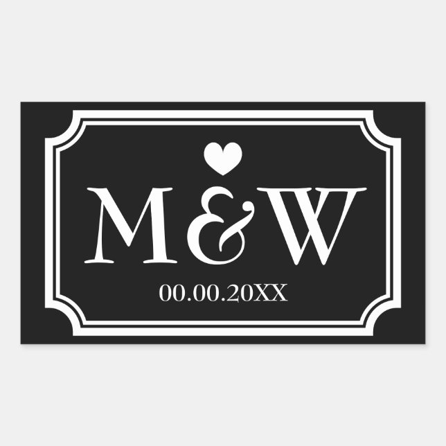 Sticker Rectangulaire Colorants de mariage monogramme rectangle (Devant)