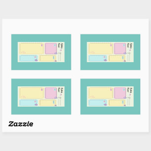 Sticker Rectangulaire Coloré Pastel Kawaii Cute Daily Planner