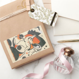 Sticker Rectangulaire Composition avec deux cerfs par Franz Marc