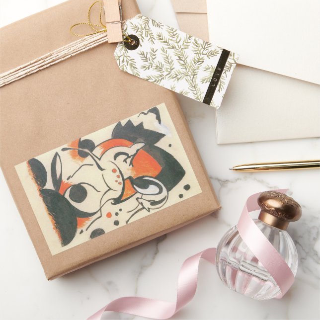 Sticker Rectangulaire Composition avec deux cerfs par Franz Marc (Cadeaux)