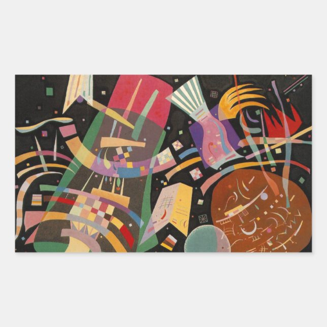 Sticker Rectangulaire Composition Kandinsky X Oeuvre Abstraite (Devant)