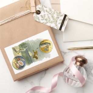 Sticker Rectangulaire Comptine vintage de Mère l'Oie Hey Diddle