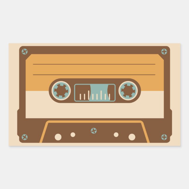 Sticker Rectangulaire Conception Analogique de bande de cassette (Devant)