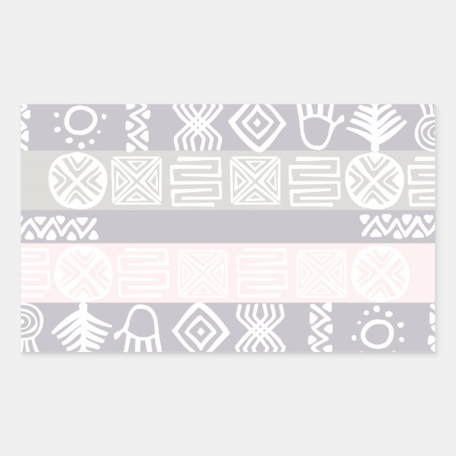 Sticker Rectangulaire Conception de Boho Africain Ethnique (Devant)