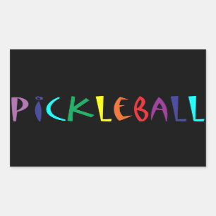 Sticker Rectangulaire Conception de lettres colorée de Pickleball