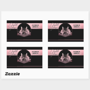 Sticker Rectangulaire Conception d'intérieur ou logo d'architecte noir e