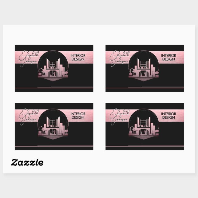 Sticker Rectangulaire Conception d'intérieur ou logo d'architecte noir e (Feuille)