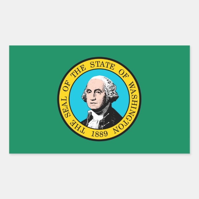 Sticker Rectangulaire Conception du drapeau de l'État de Washington (Devant)