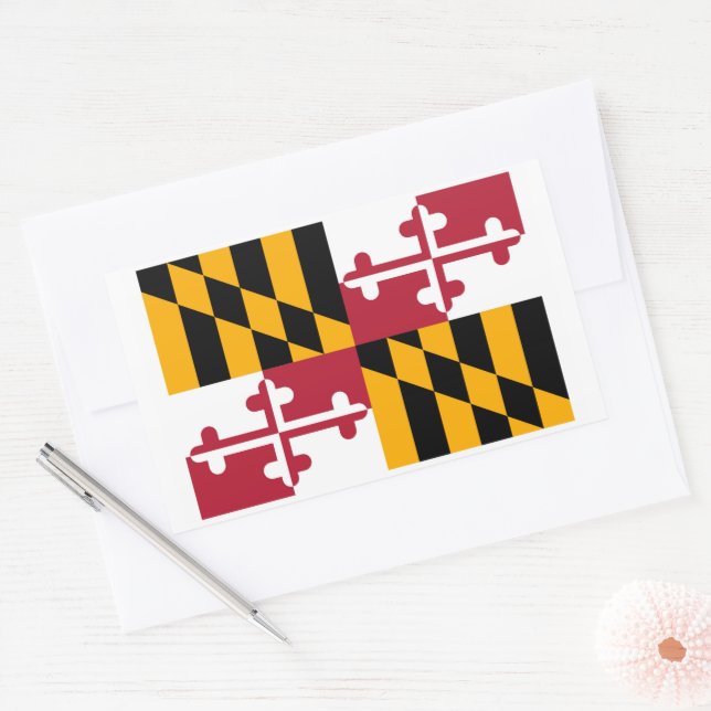 Sticker Rectangulaire Conception du drapeau de l'État du Maryland (Enveloppe)