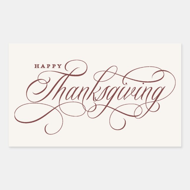 Sticker Rectangulaire Conception élégante de scripts de Bon thanksgiving (Devant)