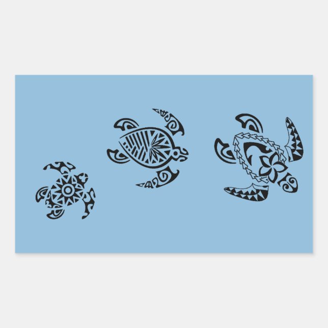 Sticker Rectangulaire Conception Tribale de tortue (Devant)