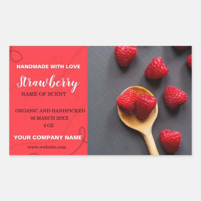 Sticker Rectangulaire Confiture de fraises moderne (Devant)