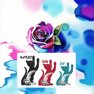 Sticker Rectangulaire Confort Et Joie Bénédiction De Noël 3 Chats Priant