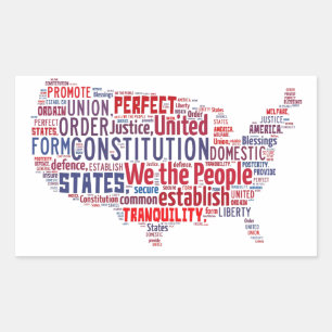 Sticker Rectangulaire Constitution des États-Unis en forme de USA