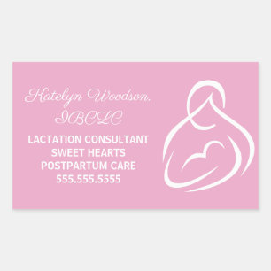 Sticker Rectangulaire Consultant en lactation Expert en allaitement rose