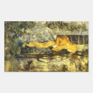 Sticker Rectangulaire Conte de fées vintage, Raiponce aux longs cheveux 