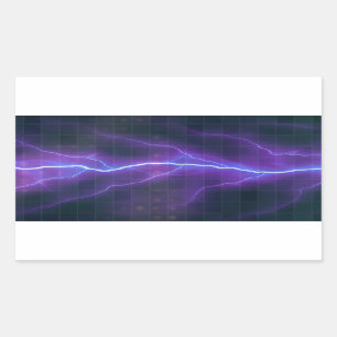 Sticker Rectangulaire Contexte pourpre de l'électricité de foudre