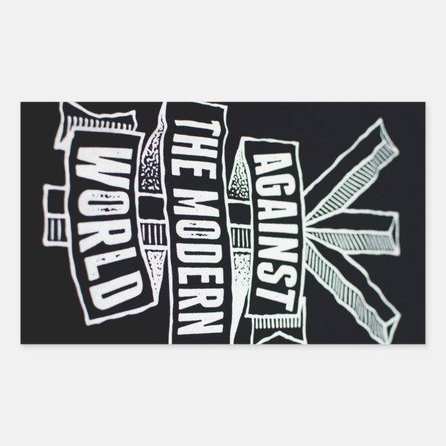 Sticker Rectangulaire contre le monde moderne (Devant)