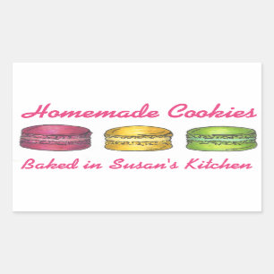 Sticker Rectangulaire Cookies Maison Macaron Macaron Cuit À L'Étiquette