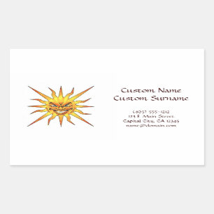 Sticker Rectangulaire Cool caricature tatouage symbole diabolique Soleil