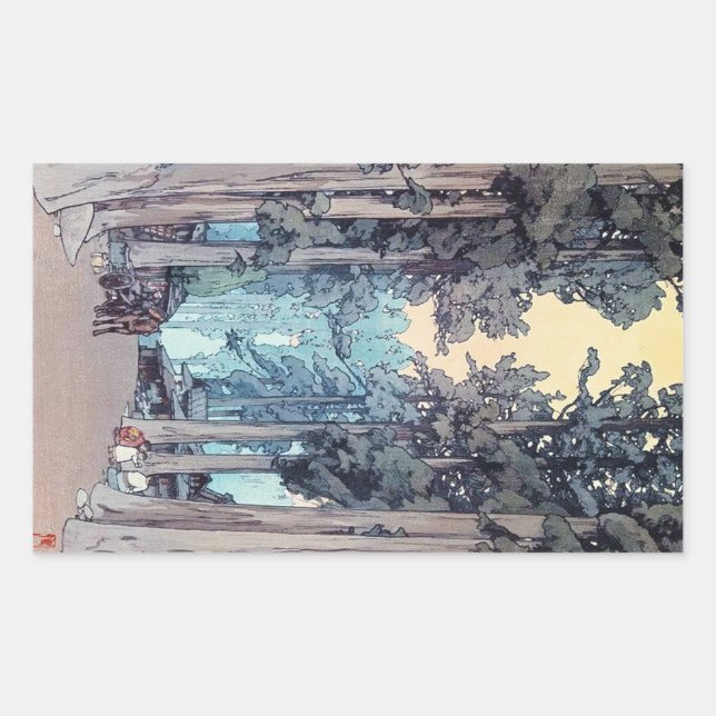 Sticker Rectangulaire Cool japonais classique Hiroshi Tada peinture fore (Devant)