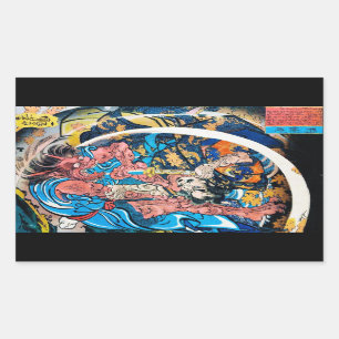 Sticker Rectangulaire Cool oriental japonais ancien Samurai démon combat
