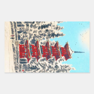 Sticker Rectangulaire Cool oriental japonais classique ancien temple art