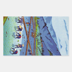 Sticker Rectangulaire Cool oriental japonais Kasamatsu Rice Planter